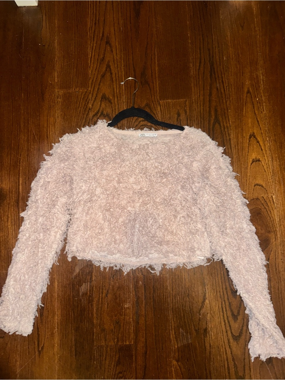 Zara Fuzzy Cropped Sweater - Light Pink